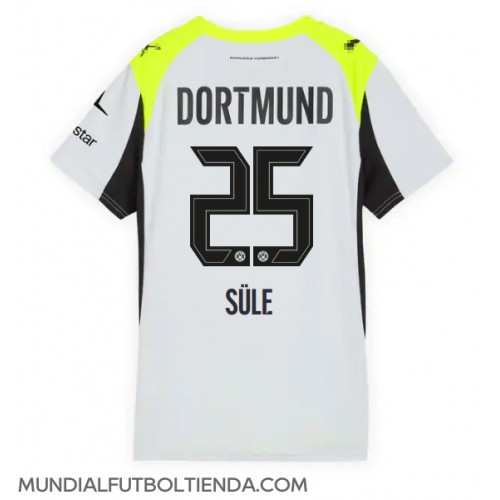 Camiseta Borussia Dortmund Niklas Sule #25 Segunda Equipación Replica 2025-26 para mujer mangas cortas